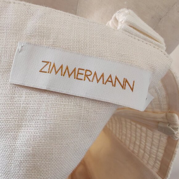 Zimmermann Drape Midi Dress In Mermaid Toile A linen midi dress featuring a fitt - Picture 11 of 12